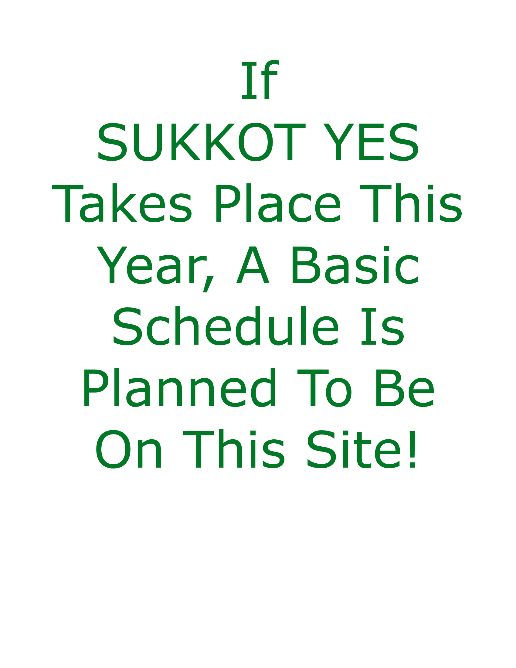 SUKKOT YES Schedule